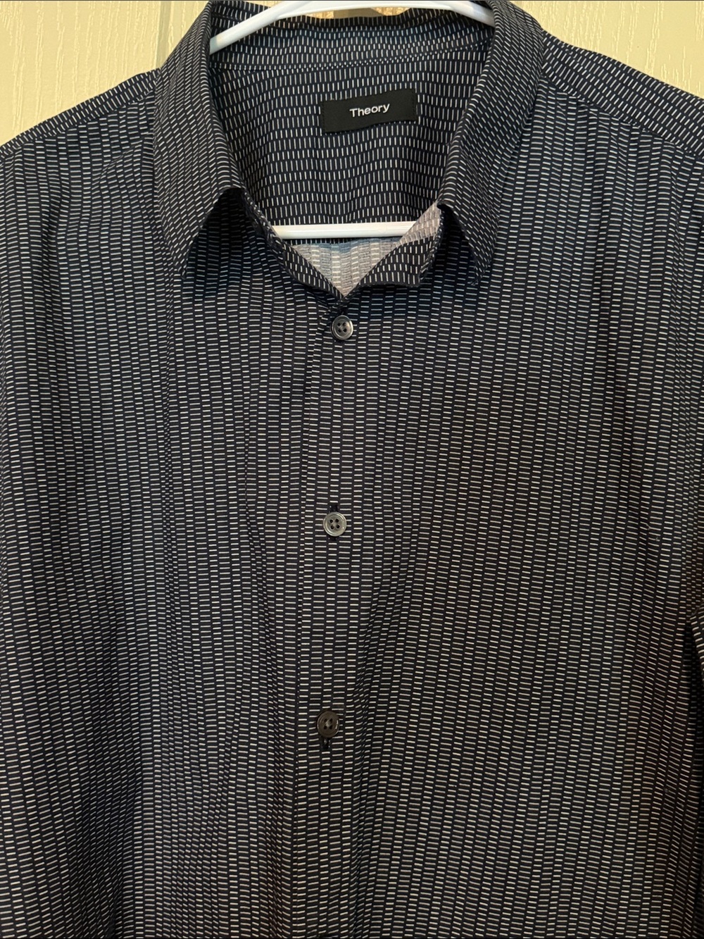 Men’s Theory Button Down Shirt, Navy, Size XL